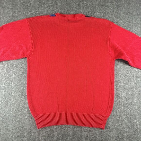 Vintage Parker Of Vienna Pullover Sweater Mens Sz L Red Geometric 100% Cotton - Picture 3 of 9